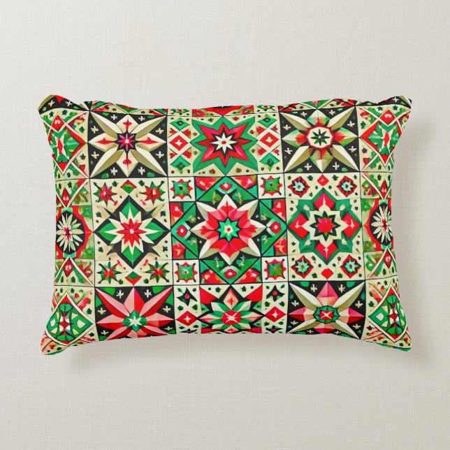 Colourful mosaic pattern decorative cushion (Front)