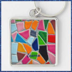 Colourful Mosaic Pattern Key Ring