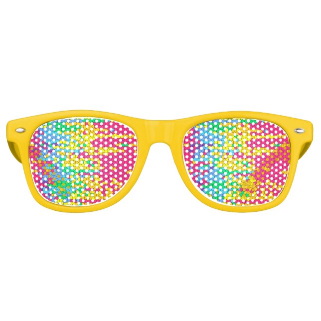 Colourful mosaic pattern retro sunglasses (Front)