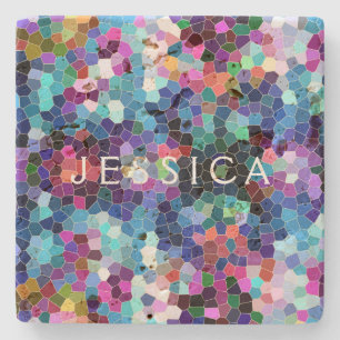 Colourful Mosaic Pattern Stone Coaster
