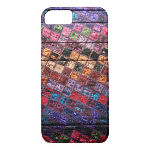 Colourful Mosaic Pattern Wood Look #16 iPhone 8/7 Case