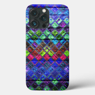 Colourful Mosaic Pattern Wood Look #2 iPhone 13 Pro Case