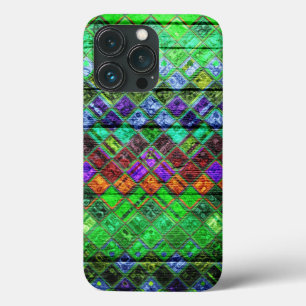 Colourful Mosaic Pattern Wood Look #3 iPhone 13 Pro Case