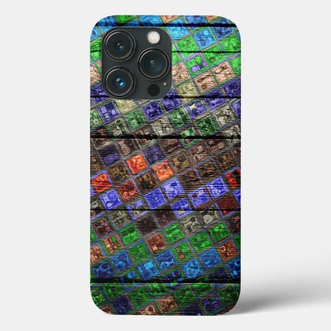 Colourful Mosaic Pattern Wood Look #6 Case-Mate iPhone Case (Back)