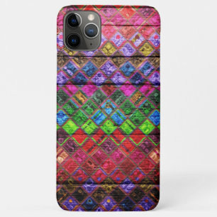 Colourful Mosaic Pattern Wood Look iPhone 11 Pro Max Case