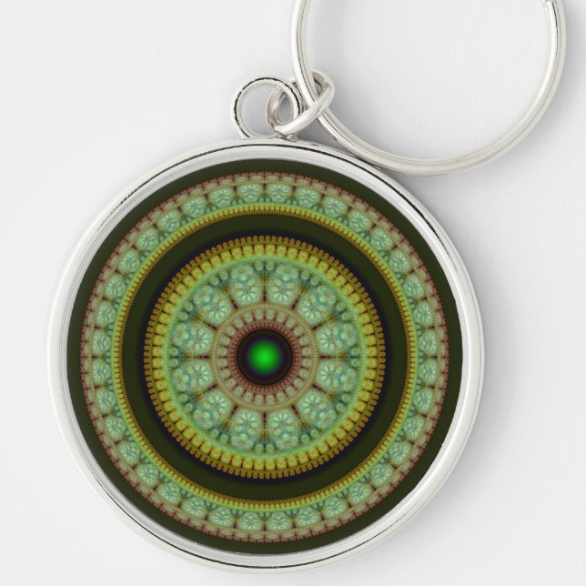 Colourful mosaic round decoration key ring (Front)