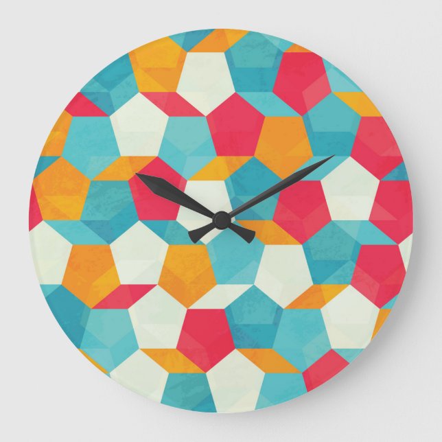 Colourful Mosaic, Seamless Artistic Pattern. Large Clock (Front)