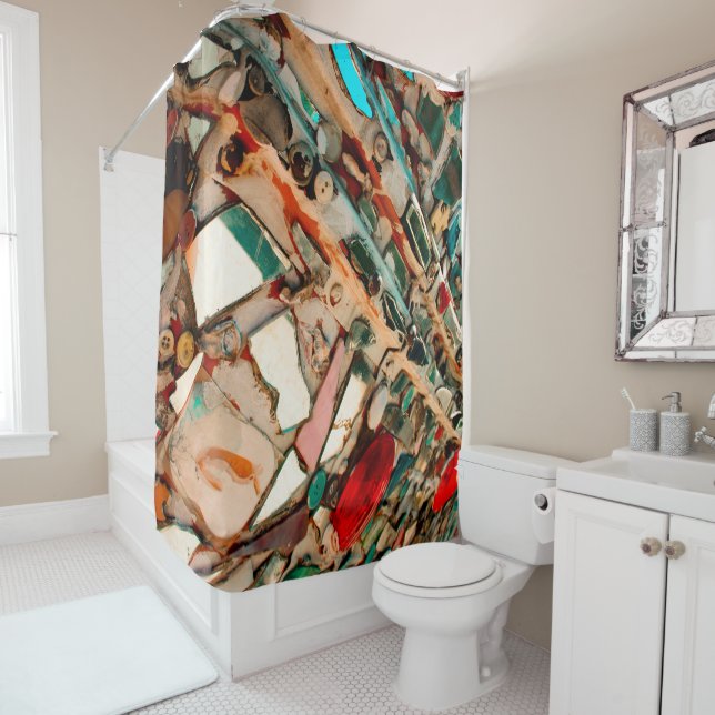 Colourful Mosaic Shower Curtain (In Situ)