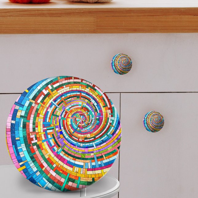 Colourful Mosaic Spiral Ceramic Knob (Creator Uploaded)