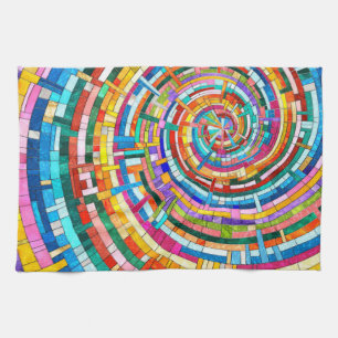 Colourful Mosaic Spiral Tea Towel