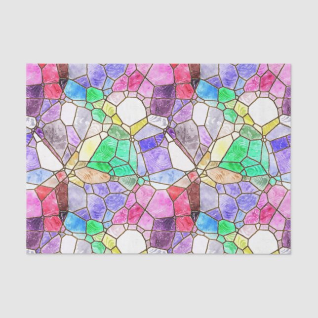 Colourful Mosaic Stained Glass Decoupage Tissue Paper (Front)