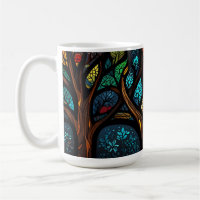 Colourful Mosaic Stained Glass Tree effect design