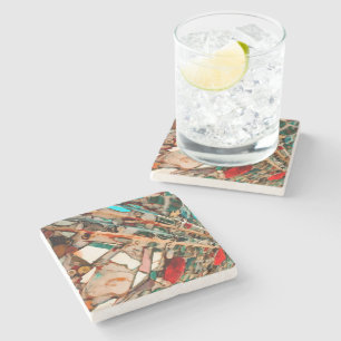 Colourful Mosaic Stone Coaster