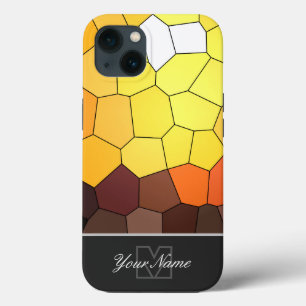 Colourful mosaic sunset tiles with Monogram! iPhone 13 Case