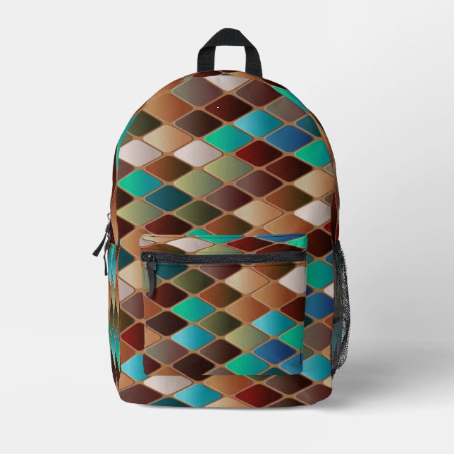 Colourful Mosaic Tile All over print Backpack (Front)