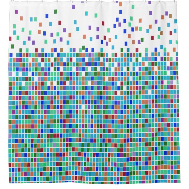 Colourful Mosaic Tile Design Shower Curtain (Front)
