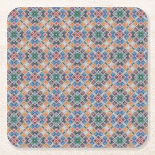 Colourful Mosaic Tile Pattern Square Paper Coaster