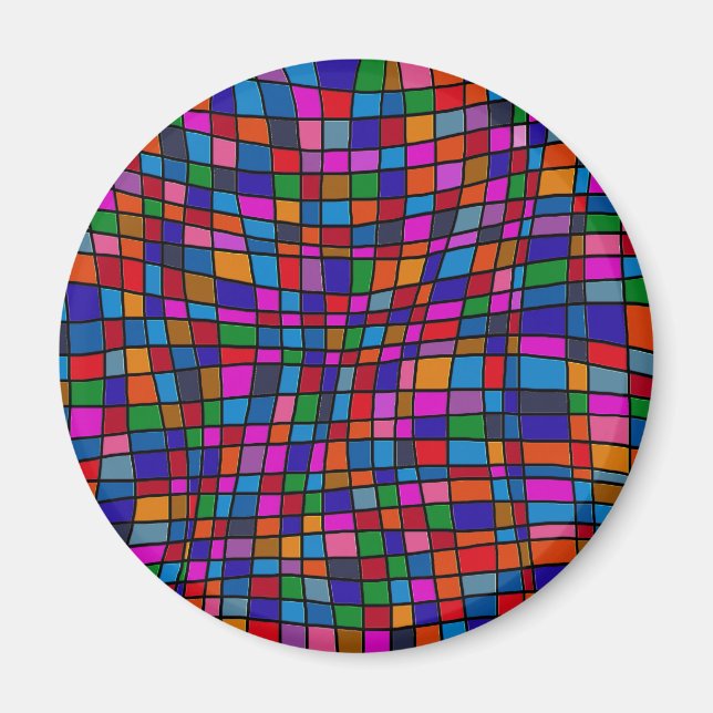 Colourful Mosaic Tiles Pattern Magnet (Front)