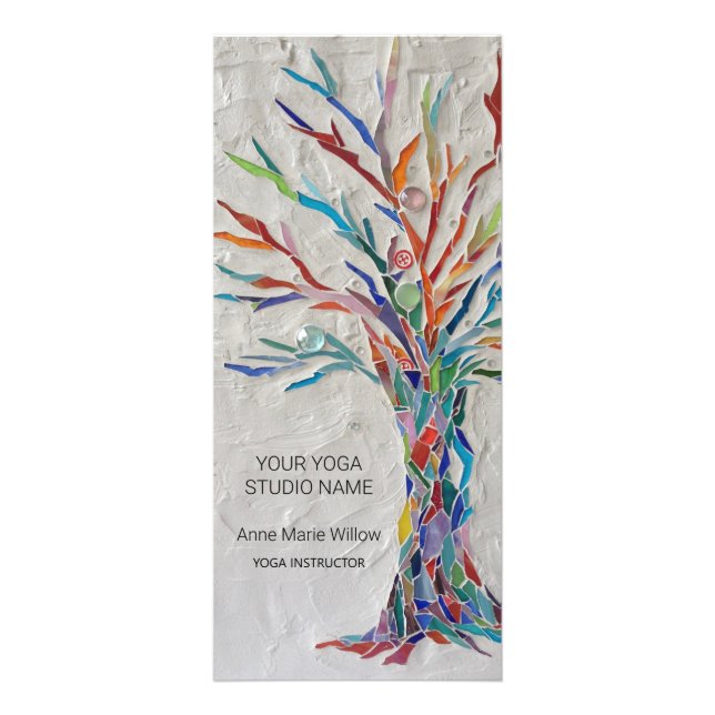 Colourful Mosaic Tree Yoga Studio Rack Card (Front)