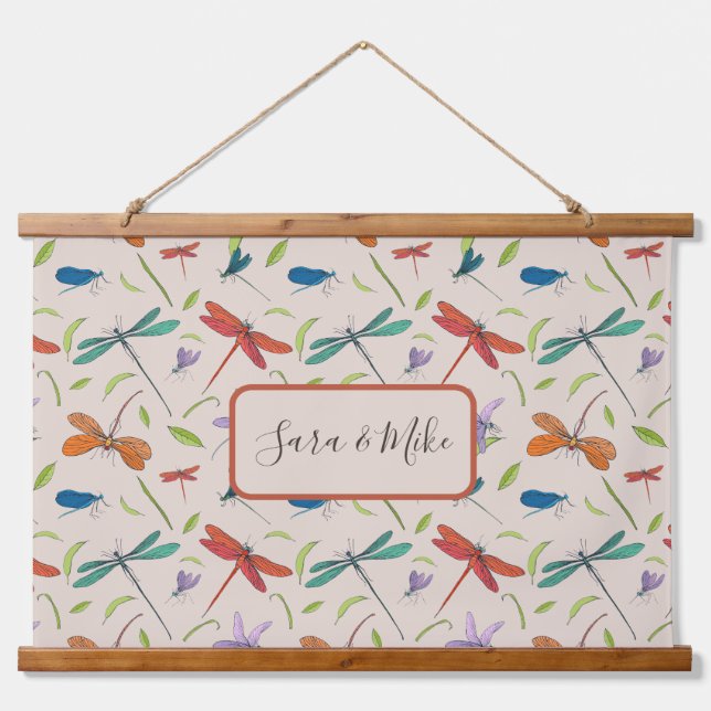 Colourful Moth Butterfly Pattern Personalised Hang Hanging Tapestry (Front)