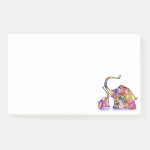 Colourful Mother and Baby Elephants Post-it Notes