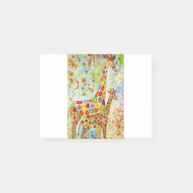 Colourful Mother and Baby Giraffes Post-it Notes (Front)