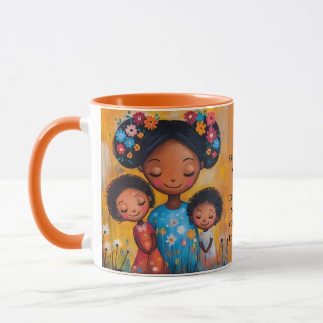 Colourful Mother and Children Night Garden Mug (Left)