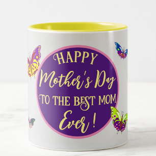 Colourful Mother’s Day Best Mum Ever Butterfly Two-Tone Coffee Mug