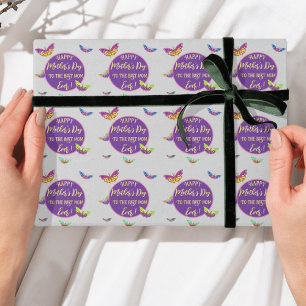 Colourful Mother’s Day Greetings with butterflies Wrapping Paper