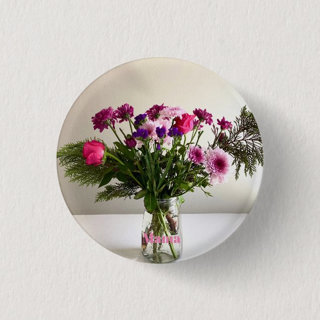 Colourful Mother’s Day Mama Bouquet+ Custom Option 3 Cm Round Badge (Front)