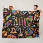 Colourful Motifs Hanukkah Menorah Fleece Blanket<br><div class="desc">Colourful Motifs Hanukkah Menorah</div>