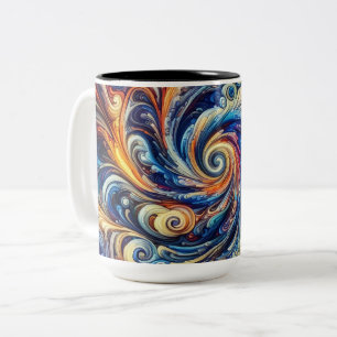 Colourful Motion Abstract Art Two-Tone Coffee Mug