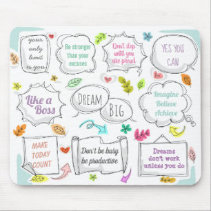 Colourful Motivational Quotes Speech Bubbles Goals Mouse Mat