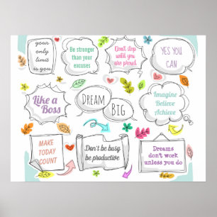 Colourful Motivational Quotes Speech Bubbles Goals Poster