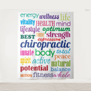 Colourful Motivational Word Collage Chiropractic Tapestry