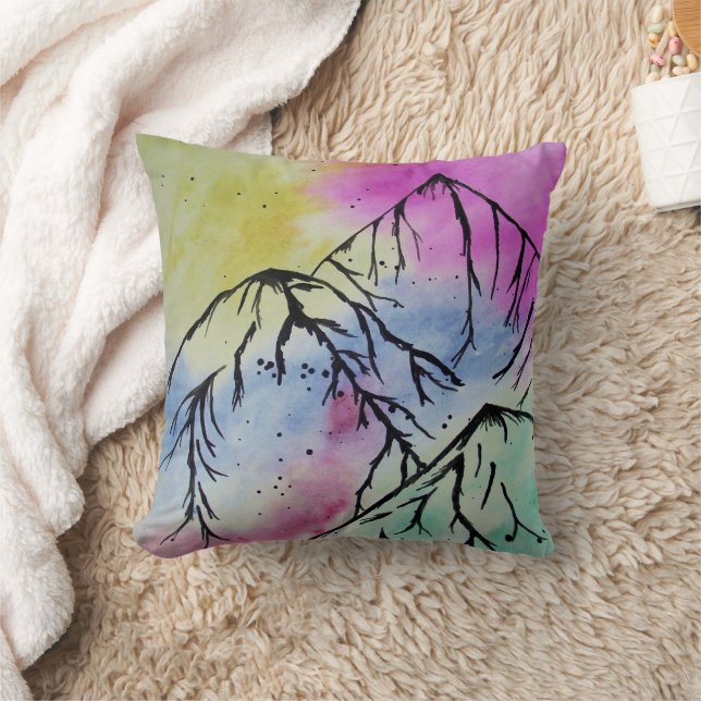 Colourful mountain art cushion (Blanket)