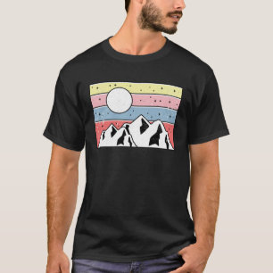 Colourful Mountain Design Minimalist Sunset Block T-Shirt
