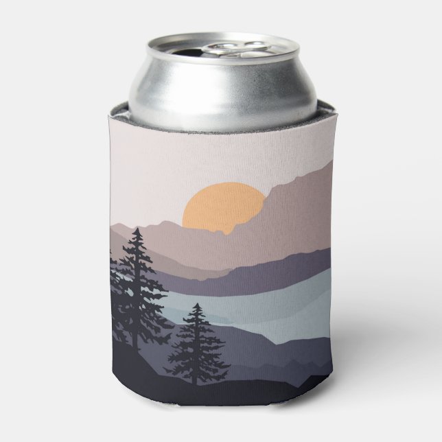 Colourful Mountain lake sunrise landscape Can Cooler (Can Front)
