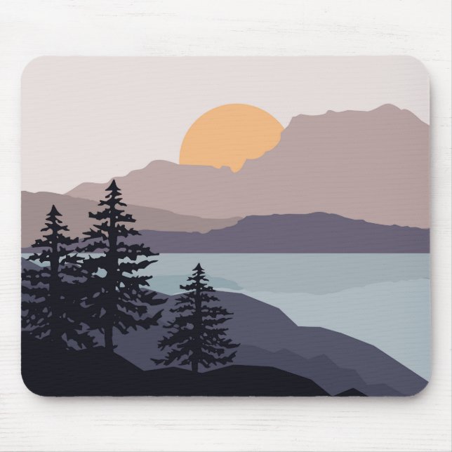 Colourful Mountain lake sunrise landscape Mouse Mat (Front)