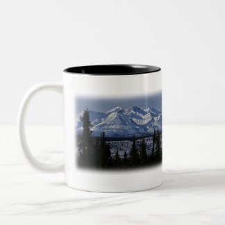 colourful mountain snow scene Two-Tone coffee mug