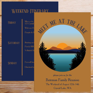 Colourful Mountain Sunset Lake Vacation Itinerary Invitation