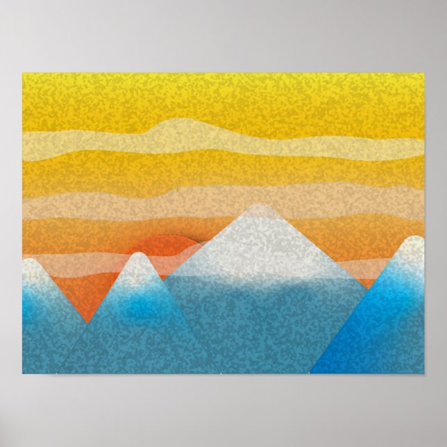 Colourful Mountain Sunset Poster (Front)