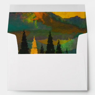 Colourful Mountains and Trees Sunset Wedding Envelope