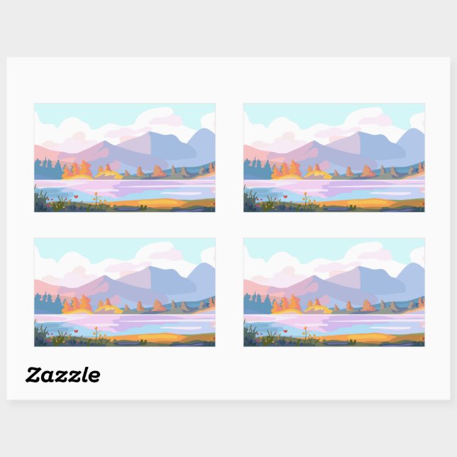Colourful mountains rectangular sticker (Sheet)