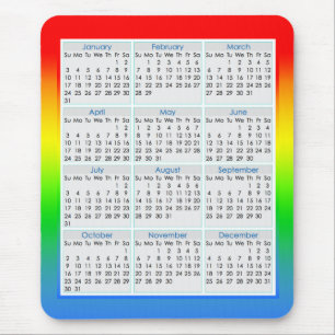 Colourful Mouse-pad Calendar for 2016 Mouse Mat