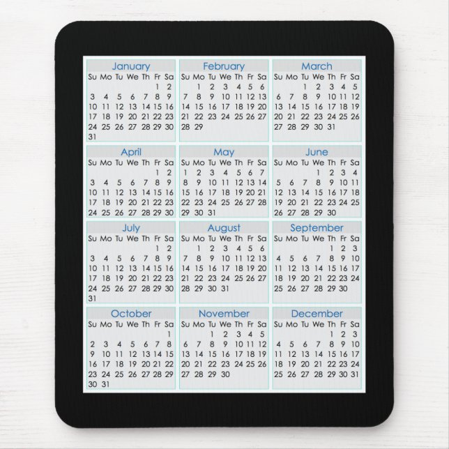 Colourful Mouse-pad Calendar for 2016 Mouse Mat (Front)
