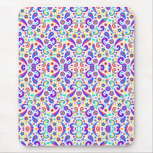 Colourful mouse pad features an intricate floral