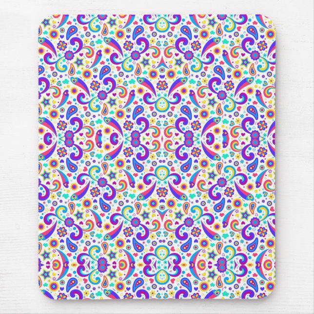 Colourful mouse pad features an intricate floral  (Front)