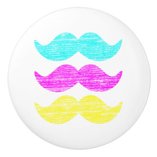 Colourful Moustache Pattern Pop Art Design Ceramic Knob