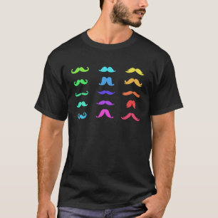 Colourful Moustache s for Girls Women Moustache T-Shirt